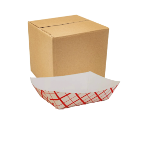 Charola de Papel Larga Kraft con Rojo SCT